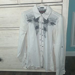 Roar White and Black Button Down
